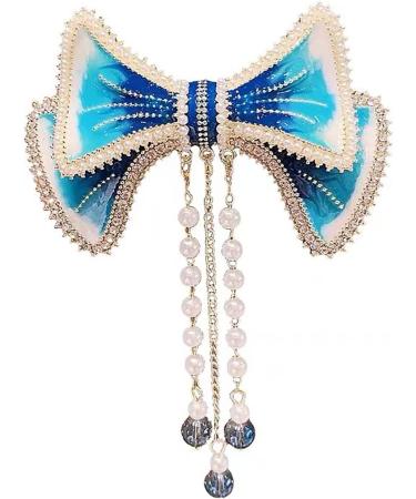 Flower Bow Hair Barrettes Crystal French Bowknot Tassels Clasps Claws Vintage Floral Hair Clips Accessories for Women Girls (Bow) - Buy Online on GoSupps.com