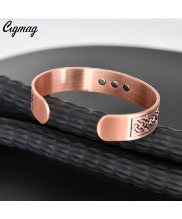 Cigmag 9X Mens Copper Bracelet - Ultra Strength Magnet, 99% Pure Copper, Adjustable Brazaletes Cuff Bangles - Father's Day Gift (Copper Axe Pattern) - Buy Online on GoSupps.com