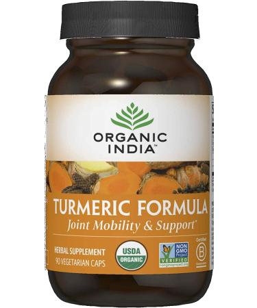 Organic India Turmeric Curcumin Herbal Supplement - Joint Mobility & Support Immune System Support Healthy Inflammatory Response Whole Root Supplement Organic Trikatu - 90 Capsules Organic 90 Count (Pack of 1)