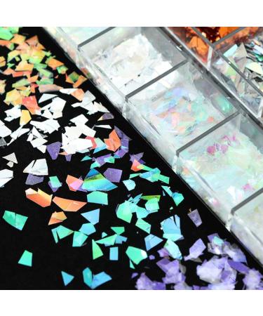 MYhose Holographic Glitter Nail Stickers - 12 Colors Irregular Epoxy Resin Sequin Nail Art Filler - Buy Online on GoSupps.com