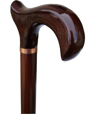 Gents Wooden Derby Cane with Collar Walking Stick in Dark Brown Wood Stain 94cm (37") Height - Buy Online on GoSupps.com