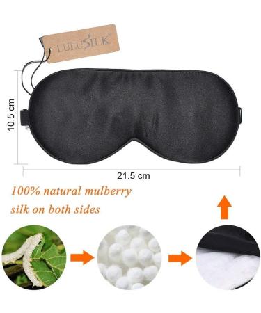 Shop Lulusilk 100% Silk Adjustable Sleep Mask - Premium Eye Mask for Men & Women - Black - Buy Online on GoSupps.com