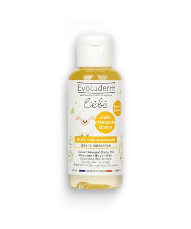 EVOLUDERM - Huile d Amande Douce B b - Nourrit - Adoucit - Prot ge - 100 ml - 99 6% d'Origine Naturelle - V gan - Fabrication Fran aise 100 ml (Lot de 1)