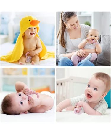 Vicloon Pink Whale Baby Teether Toy | Silicone & Natural Wood Teether Ring for Babies 3 Months+ | Chewable Teething Toy for Newborn Gift - Buy Online on GoSupps.com