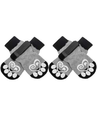 KOOLTAIL Dog Socks Anti-Slip Dog Paw Protector Dog Boots 2 Pairs Adjustable Dog Socks for Pet Indoor & Outdoor Walking Small Light Grey