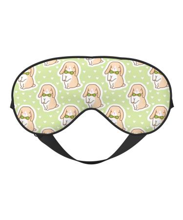 Rabbit with Tie Print Sleep Eye Mask Blindfold with Elastic Strap Headband Soft Eye Cover Eyeshade for Night Sleeping Travel