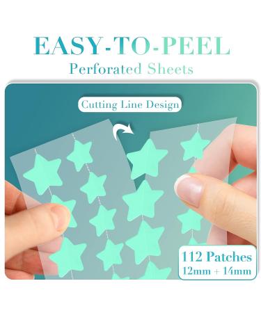 Acne Pimple Patch 112 Patches with Tea Tree & Calendula Oil - Hydrocolloid Acne Dots for Face - Cute Green & Blue Star-Shaped Pimple Stickers - Buy Online on GoSupps.com
