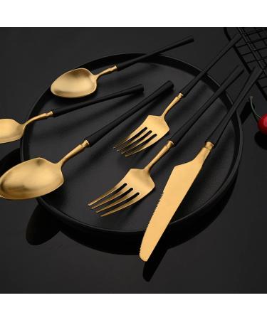 Flatware Sets 24Pcs/6Set Gold Cutlery Set Knife Fork Tea Spoon Flatware Dinnerware 304 Stainless Steel Dinner Silverware Kitchen Tableware Set (Color : Pink Silver) - Buy Online on GoSupps.com