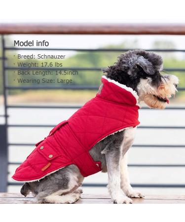 KYEESE Dog Cold Weather Coat | Windproof Padded Sherpa Warm Jacket for Large Dogs | Red XX-Large | Leash Hole | Dog Apparel - Buy Online on GoSupps.com