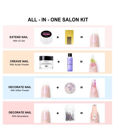 Morovan Acrylic Nail Kit 124 IN 1 - 78 Colors Glitter Powder, Nail Tool Set for Extension - Beginner Friendly - Buy Online on GoSupps.com