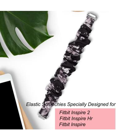 OCEBEEC Scrunchies for Fitbit Inspire 2/HR Bands - Black/Grey Flower Print, Small - Women's Elastic Cloth Wristband Bracelet - Buy Online on GoSupps.com