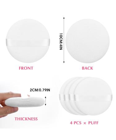 Sibba 4 Inch Round Powder Puff - 4Pcs Ultra Soft & Washable Velour Makeup Tool for Face & Body | Reusable Loose Powder Applicator - Buy Online on GoSupps.com