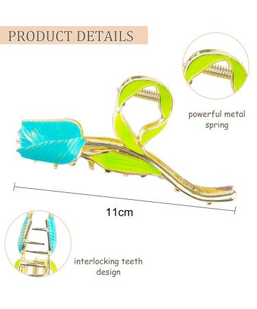 2-Piece Metal Flower Hair Clips | Large Tulip Hair Claw Clips for Women & Girls | Slide-Resistant Hair Accessories for Thin Thick Curly Hair - Buy Online on GoSupps.com