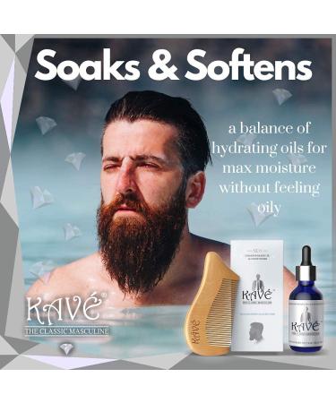 Kave Beard Oil & Conditioner for Men - 100% Natural Organic Softener & Moisturizer with Argan & Jojoba Oils - Bonus Comb - 3 Pack (7.2 Oz) - Buy Online on GoSupps.com