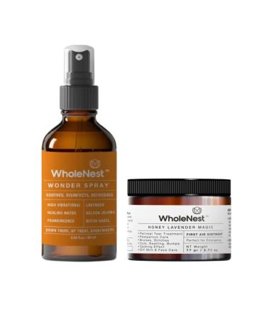 WholeNest Perineal Tear Recovery Kit | All-Natural Wonder Spray & Honey Lavender Balm | Postpartum Essentials for Perineal Care Stitches C-Section Minor Burns & Gentle Recovery Support