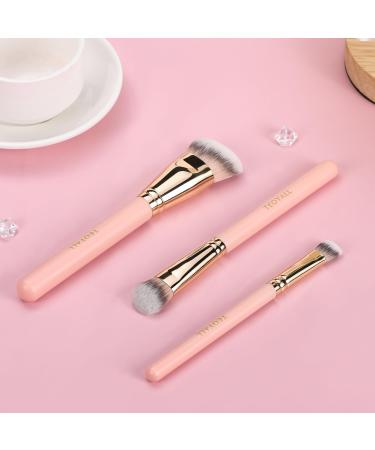 TEOYALL Flat Angled Brushes | Flawless Foundation & Concealer Brush Set | Bronzer Brush - Liquid Cream Powder - Pink (L/M/S) - Shop Internationally - Buy Online on GoSupps.com