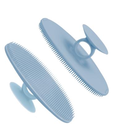 S&T INC. Silicone Body Scrubber and Shower Body Brush for Exfoliating  Gentle and Soft Bristle Brush  3.5 Inch x 4.5 Inch  Blue  1 Pack Blue Silicone