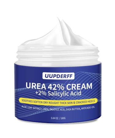 Urea Cream 42 Percent for Feet with 2% Salicylic Acid 5.64 Oz - Remover Hand Cream Foot Cream For Dry Cracked Dead Feet Hands Heels Elbows Nails Knees - Repairs Softens Moisturizes Exfoliates