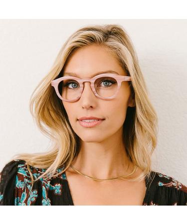 Pink Horn Peepers by PeeperSpecs Women's Stardust Round Blue Light Blocking Reading Glasses 1.5x - 46mm - Buy Online on GoSupps.com