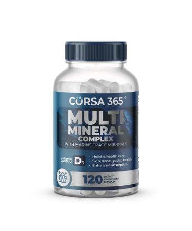 CORSA365 Multimineral Supplement Magnesium Complex with Trace Minerals for Immune Support - Potassium Magnesium Supplement Calcium Vitamin D Zinc Cooper Boron Supplement for Men Women - 120 Capsules
