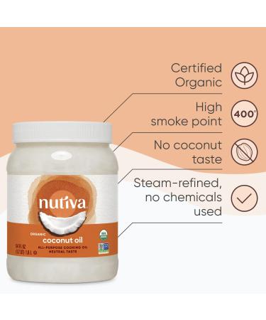 Nutiva Organic Steam-Refined Coconut Oil 78 fl oz | USDA Organic, Non-GMO, Vegan | Neutral Flavor for Cooking, Skin & Hair - Buy Online on GoSupps.com