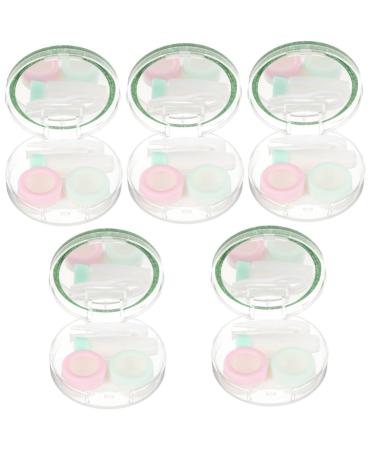 Solustrie 5 sentences contact lens container mirror film container for cosmetic lenses of practical contact lens organizer travel lens case make-up lenses invisible plastic