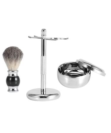 Syrisora Professional Men's Shaving Set - Badger Hair Brush Alloy Stand & Soap Bowl | Premium Grooming Essentials - Buy Online on GoSupps.com
