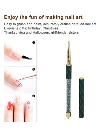 Buy Abbey Nail Strass Picker Dotting Pen - Dark Green Stripes | Manicure Liner for DIY Nail Art & Decoration | Perfect for Home & Nail Shops - International Shipping Available - Buy Online on GoSupps.com