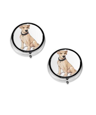 (French Cute Bulldog) Round Pill Box 3 Compartment Pill Box Mini Decorative Pocket Purse Portable Travel Medicine Tablet Vitamin Holder Organizer Pill Case