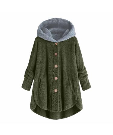 Hanxiulin plush jacket oversize warm lined fleecemantel women winter parka long hood fleece jacket lined autumn coat autumn winter jacket s green green
