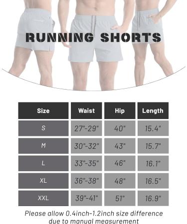 Lempue 2 Pack Men's Athletic Shorts - Quick Dry Gym Workout Shorts with Pockets - Dark Grey+Black - Size Medium - Buy Online on GoSupps.com