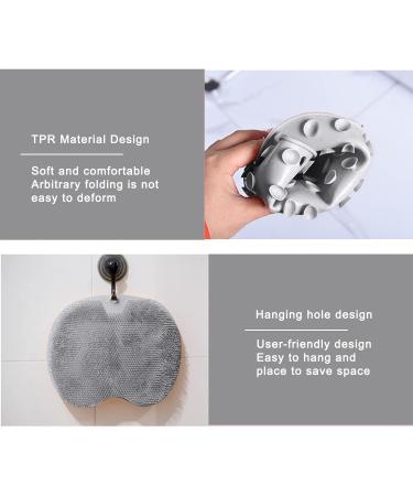 Silicone Shower Brush with Suction Cup | Back/Feet Scrubber for Shower | Exfoliating & Cleansing Tool for Wet/Dry Skin | Long Bristles for Easy Body Cleaning | 30x25cm (Gray) - Buy Online on GoSupps.com