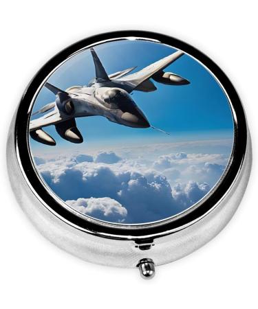 Aircraft Fighter Jets Mini Round Pill Box | 3 Compartment Travel Organizer | Portable Medicine Case for Home & Office - Buy Online on GoSupps.com