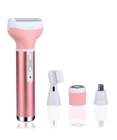 Ieron electrical women's razor for women 4-in-1 cordless wet and dry hair removal bikini trimmer rechargeable painless razor for face legs armpits nose and eyebrow