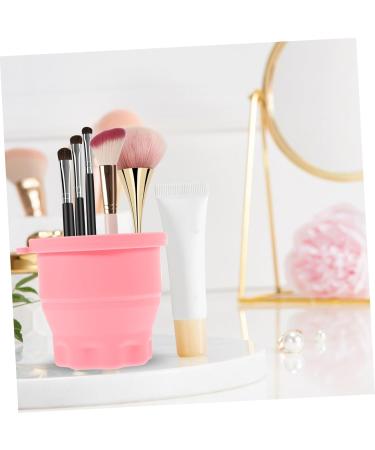 DRESSOOS Makeup Brush Cleaning Bowl Retractable Silicone Scrub Cup Drying Rack Brush Set Clean Silica Gel Makeup Brush Cleaner 9.20X9.20X8.60CM Pink - Buy Online on GoSupps.com