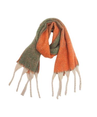 Hanxiulin women's scarf ladies knitting scarf with wool cozy pattern vintage winter cloth triangle winter scarf warm scarf unit size orange