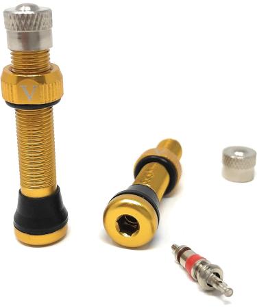 VeloTubes Tubeless Schrader Valve Stems - Pair of 40mm Gold Alloy Valve Stems - Buy Online on GoSupps.com