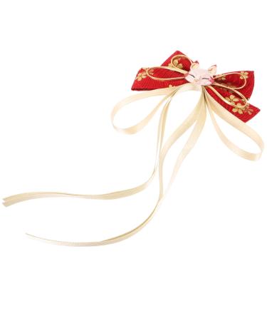 SHERCHPRY Chinese Style Bow Hair Clips Long Tail Tassel Ribbon Hair Barrettes Vintage Hair Clasps Bowknot Hair Slides Clips Decorative Hair Accessories for Festival Party