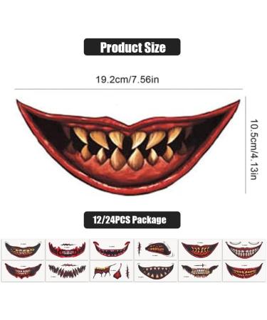 DECKB 2022 New Halloween Prank Makeup Temporary Tattoo 12/24PCS Halloween Face Mouth Tattoos Upgrade Face Decals Prank Props - Buy Online on GoSupps.com
