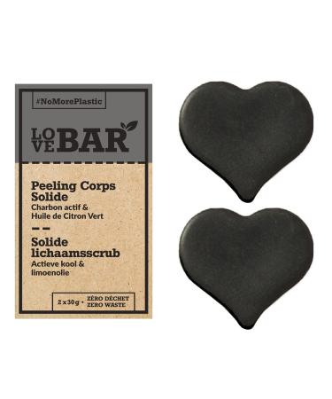 Love Bar - Exfoliating Solid Body Soap with Activated Carbon & Lime Oil (2 x 30g)