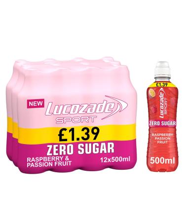 Lucozade Zero No Sugar - Raspberry & Passionfruit 500ml | No Sugar Sports Drink (24)