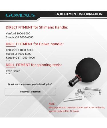GOMEXUS Power Knob for Shimano Stradic Ci4+ Daiwa Tatula LT Spinning Reel - 38mm Black Red EVA Round Handle Replacement - Direct Fitment - Buy Online on GoSupps.com