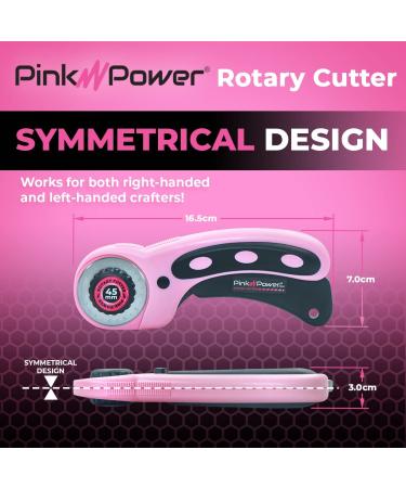 Pink Power Fabric Rotary Cutter Set - 45mm Sewing & Quilting Blade with Ergonomic Handle for Crafting and Scrapbooking - Buy Online on GoSupps.com