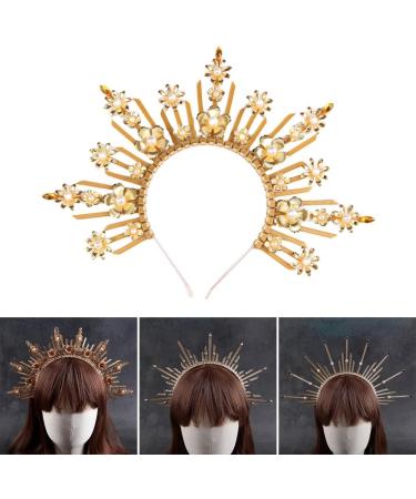 SunGoddess Crown Headband for Women VirginMary Baroque Style Hairband Party Wedding Halloween Headpieces Jd009 - Buy Online on GoSupps.com