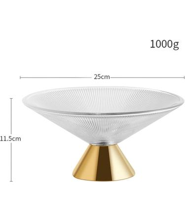 Ioensy Glass Fruit Bowl Decorative Glass Bowl Pedestal Bowl for Kitchen Counter Centerpiece Lines Gold - Buy Online on GoSupps.com