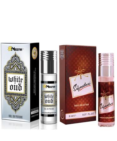 Signature & White Oud Roll On Perfume Alcohol Free Long Lasting Jasmine Perfume for Women and Men | Hypoallergenic Travel Size Jasmine Oil Perfume Roll On - 8Ml - Buy Online on GoSupps.com