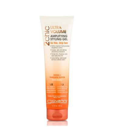 GIOVANNI 2chic Ultra-Volume Amplifying Hair Styling Gel, 5.1 oz. - Daily Volumizing Formula with Papaya & Tangerine Butter, Promotes Weightless Control for Fine/Thin Hair, No Parabens, Color Safe