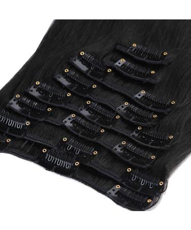Buy Clip In Extensions - Real Remy Hair Thin 8 Wefts 18 Clips 55cm 75g - #1 Black - International Shipping Available - Buy Online on GoSupps.com
