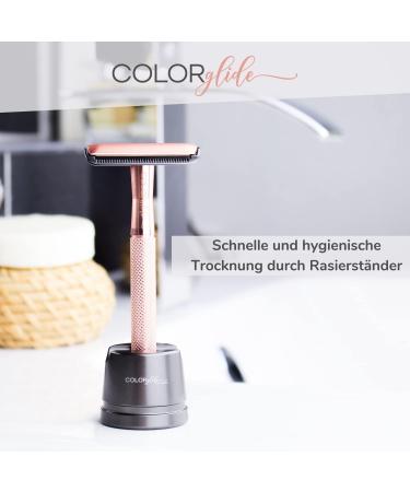 COLORGLIDE Premium Razor Plane Set for Women & Men | Complete Shaving Set with Stand Soap Peel 5 Blades & Blade Protection | Includes Rose Gold eBook - Buy Online on GoSupps.com