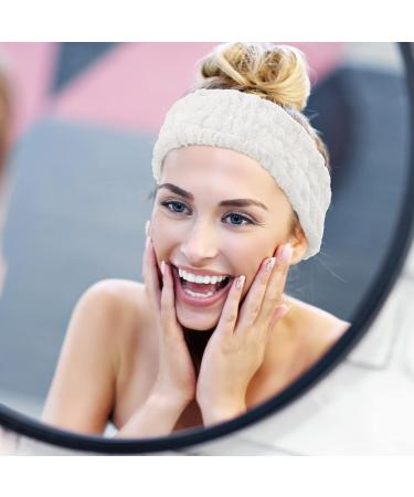 3-Piece Spa Facial Headband Set for Women - White Elastic Head Wrap for Makeup, Facials, Yoga, Sports, and Showers - Buy Online on GoSupps.com